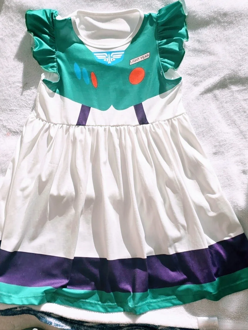 Sz 8 Toy Story Buzz Lightyear Green and White Kids Dress